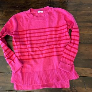 Red-striped pink wool sweater from Gap